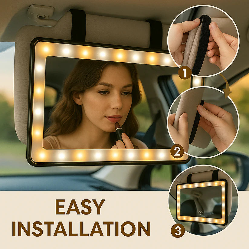 Rechargeable Car Makeup Mirror with LED Lights